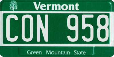 VT license plate CON958