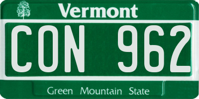 VT license plate CON962