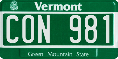 VT license plate CON981