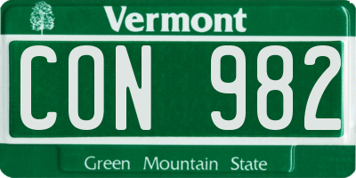 VT license plate CON982