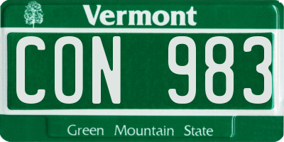 VT license plate CON983