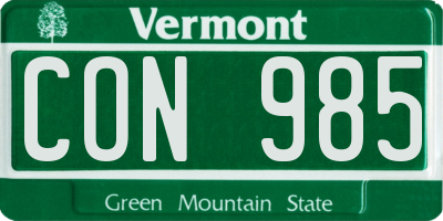 VT license plate CON985