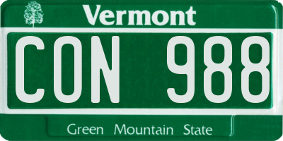 VT license plate CON988