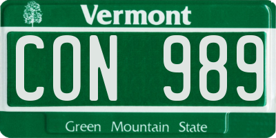 VT license plate CON989