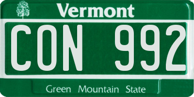 VT license plate CON992