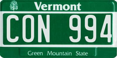 VT license plate CON994