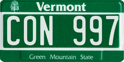 VT license plate CON997