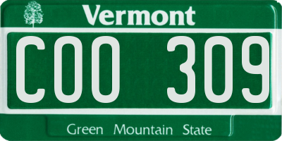 VT license plate COO309