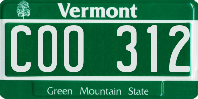 VT license plate COO312