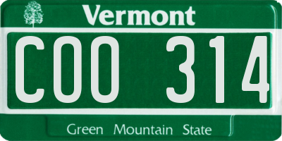 VT license plate COO314