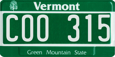 VT license plate COO315