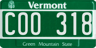 VT license plate COO318