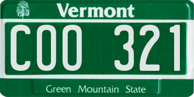 VT license plate COO321