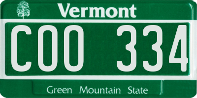 VT license plate COO334