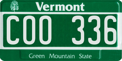 VT license plate COO336