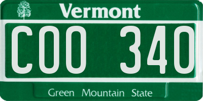 VT license plate COO340