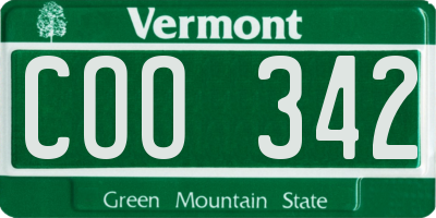 VT license plate COO342