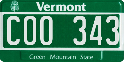 VT license plate COO343