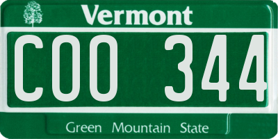 VT license plate COO344