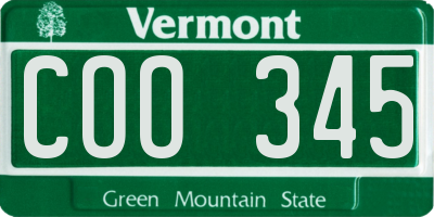 VT license plate COO345