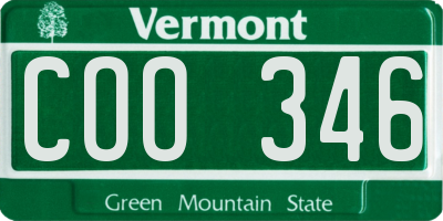 VT license plate COO346