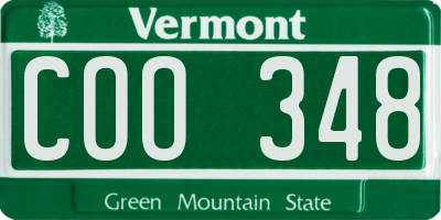 VT license plate COO348