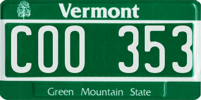 VT license plate COO353