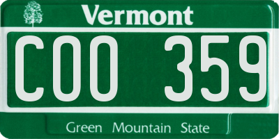 VT license plate COO359
