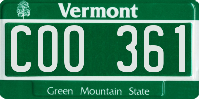 VT license plate COO361