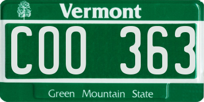VT license plate COO363