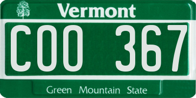 VT license plate COO367
