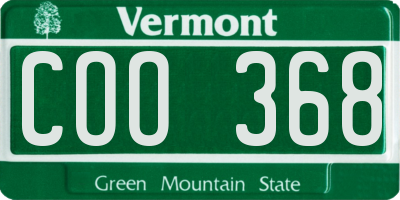 VT license plate COO368
