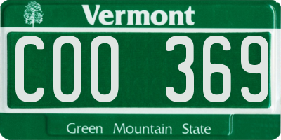 VT license plate COO369