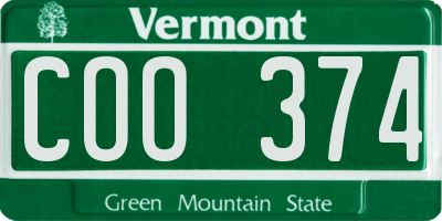 VT license plate COO374
