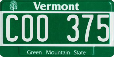 VT license plate COO375