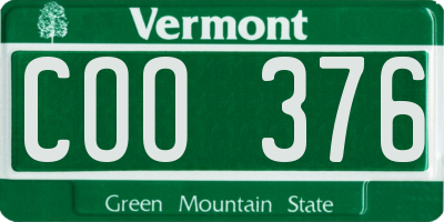 VT license plate COO376