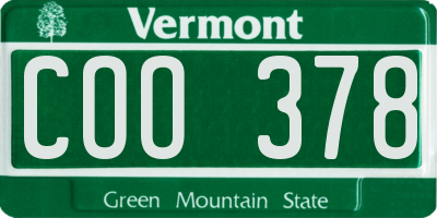 VT license plate COO378