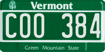 VT license plate COO384