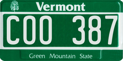 VT license plate COO387