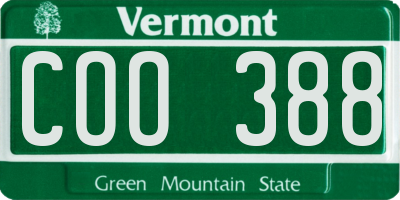 VT license plate COO388