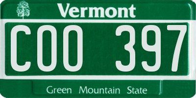 VT license plate COO397