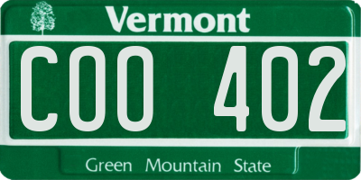 VT license plate COO402