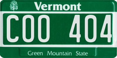 VT license plate COO404