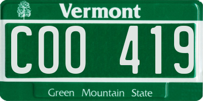 VT license plate COO419