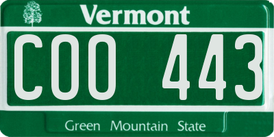 VT license plate COO443