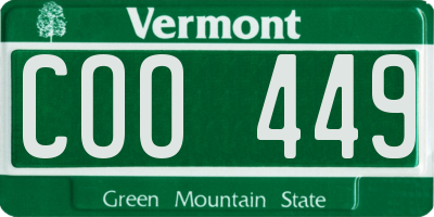 VT license plate COO449