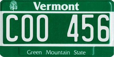VT license plate COO456