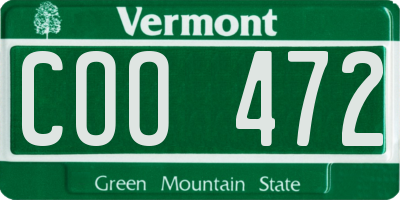 VT license plate COO472