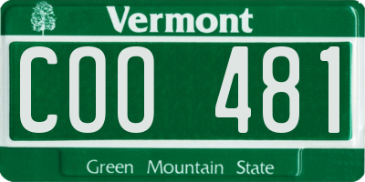 VT license plate COO481
