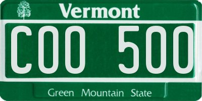 VT license plate COO500